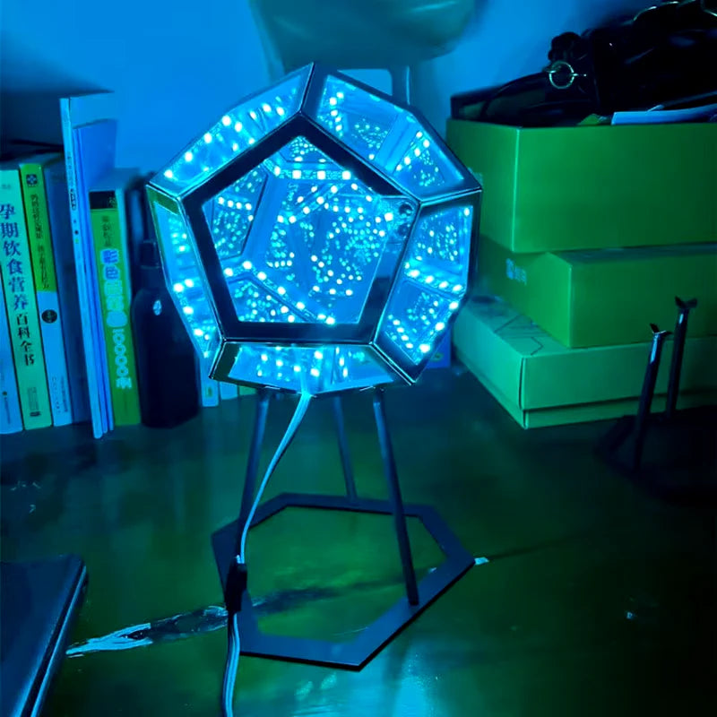 3D Cube Light Creative Cool Infinite Dodecahedron Nightlight Colorful Art Light USB Nightlight Girls Birthday Christmas Gift